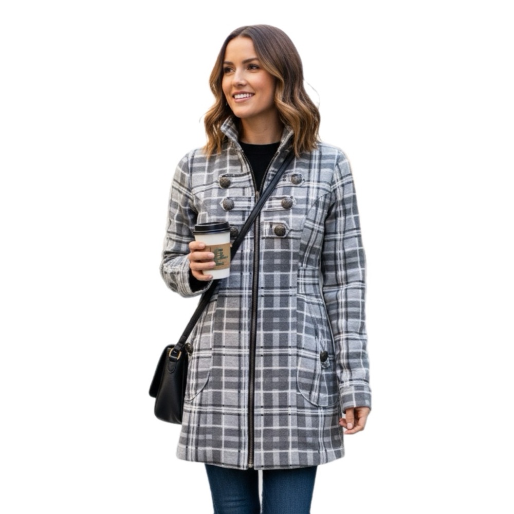 Vanity gray plaid lightweight jacket